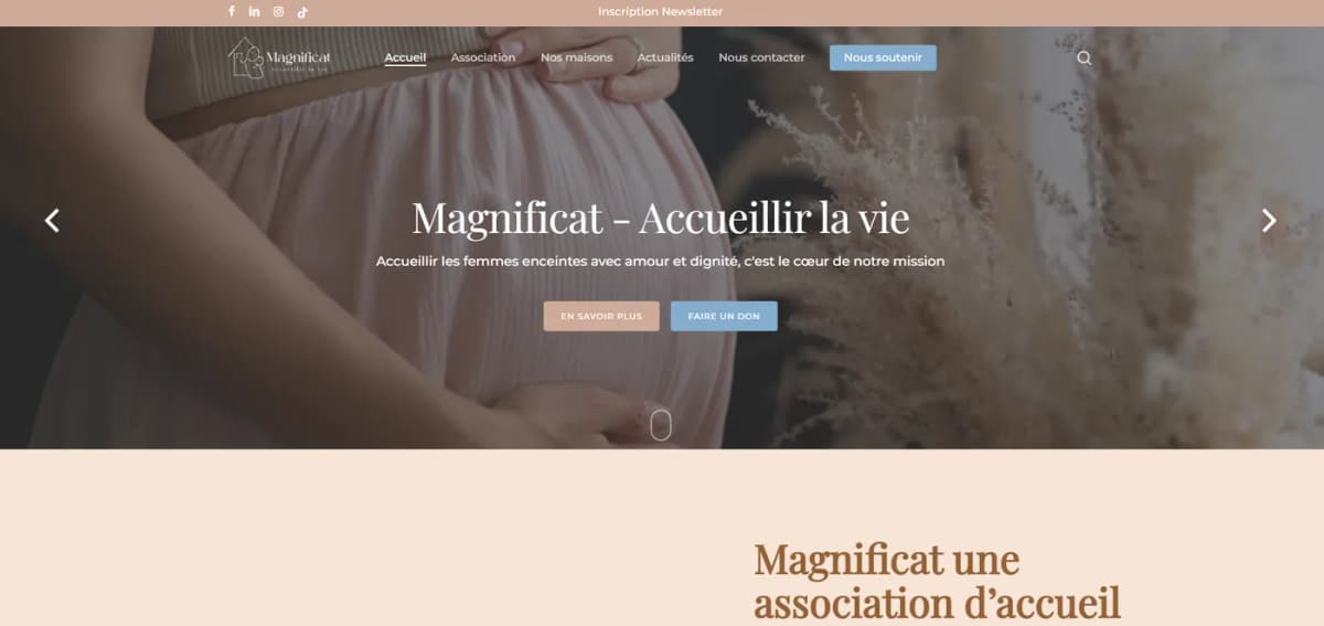 Site de l'association Magnificat après refonte par KBCOM