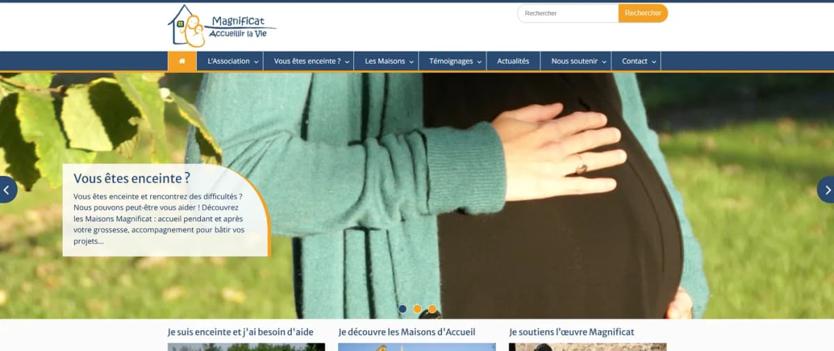 Site de l'association Magnificat avant refonte par KBCOM